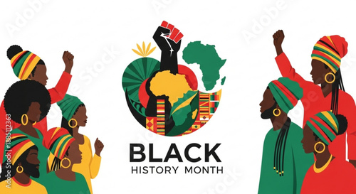 Black history month celebration with diverse group of people