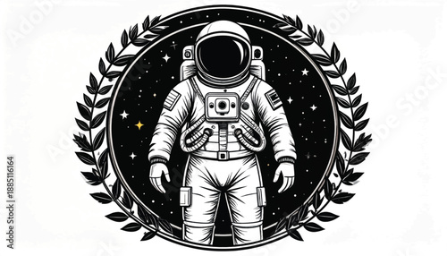 Astronaut in Space Suit with Laurel Wreath.