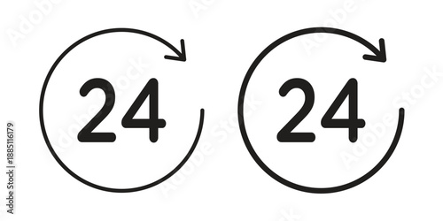 24 Hour time icon suitable design silhouette and line art style on white background