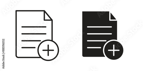 Add document icon suitable design silhouette and line art style on white background
