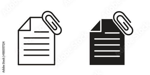 Attach document icon suitable design silhouette and line art style on white background