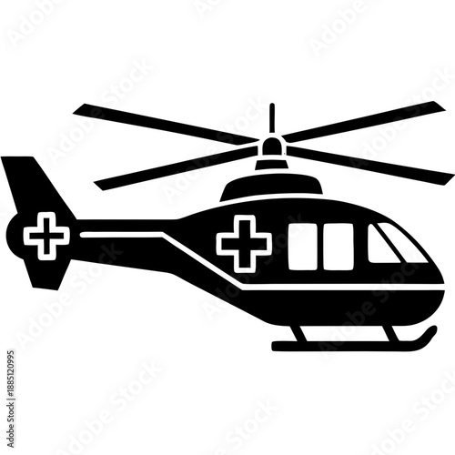 Medical Emergency Helicopter Icon Air Ambulance Silhouette Vector Illustration