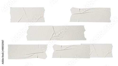 Fotografie White sticker adhesive paper tape isolated on transparent background