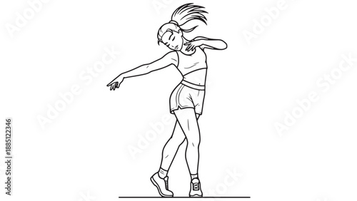 Professional contemporary female dancer performing athletic moves for modern fitness studio branding and wellness industry entertainment business resources.