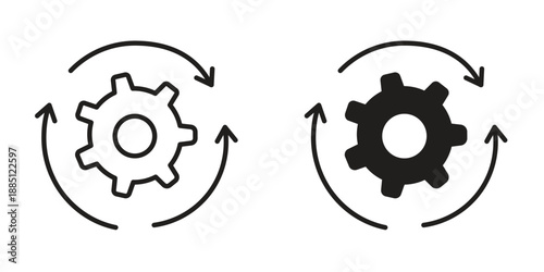 Continuous changes icon suitable design silhouette and line art style on white background