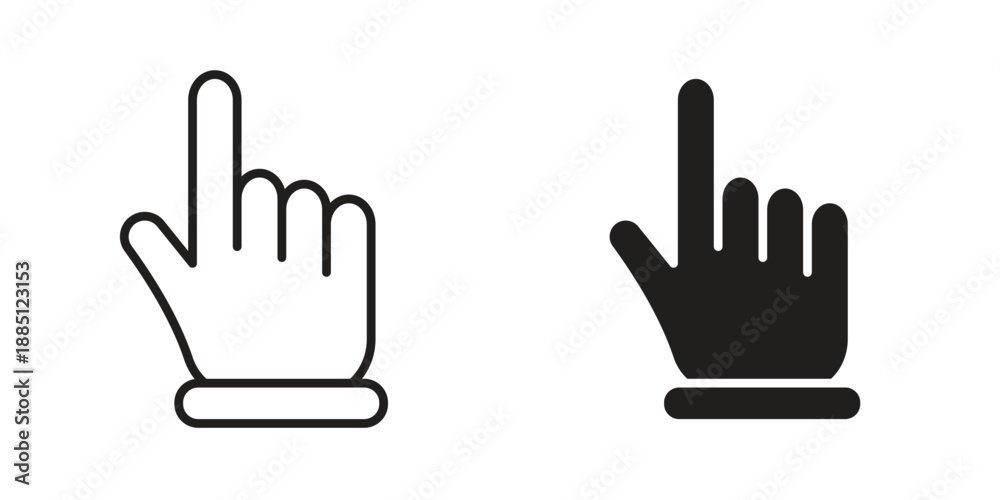 Fototapeta premium Cursor hand icon suitable design silhouette and line art style on white background