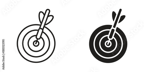 Darts icon suitable design silhouette and line art style on white background