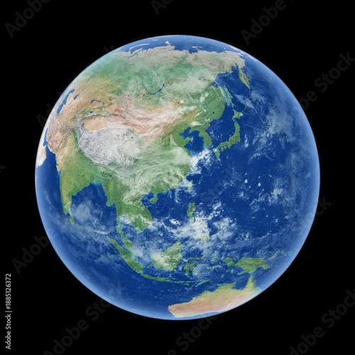 Rotating Earth in Space Daylight View