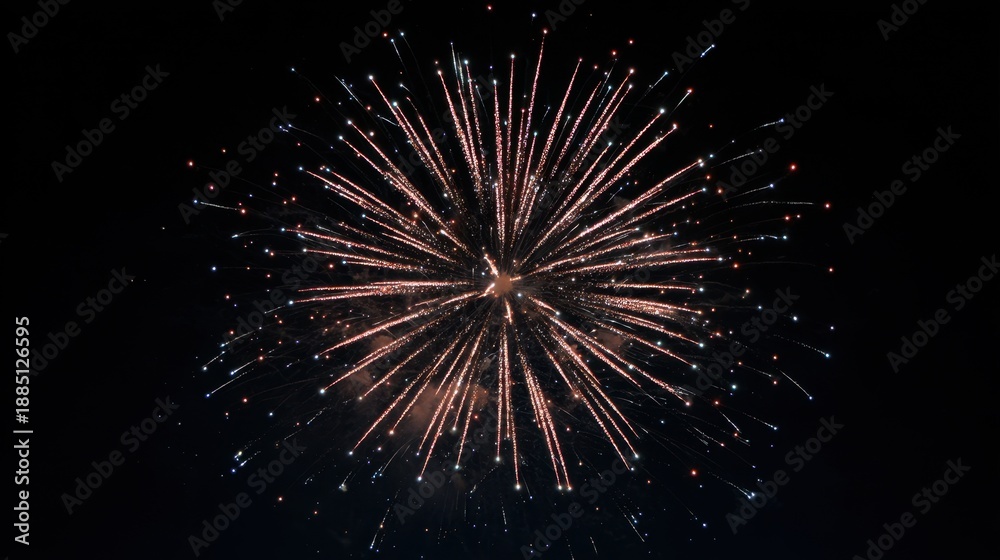 Fototapeta premium Firework bursts into the night sky in a display of light and colors during a celebration