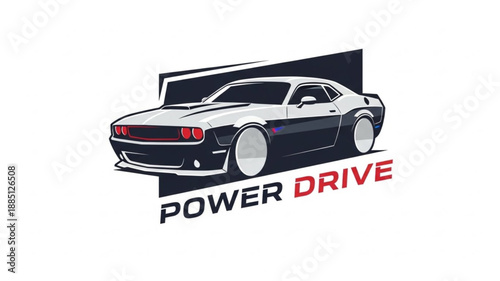 Classic Muscle Car Power Drive Illustration.