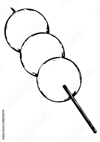 団子の墨絵イラスト