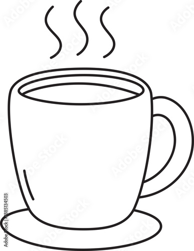 handdrawn hot coffee cup for breakfast cafe vibe