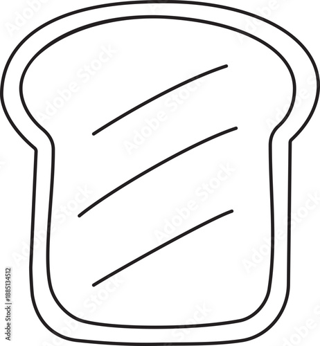 slice of toasted bread for breakfast menu and cafe in handdrawn style.