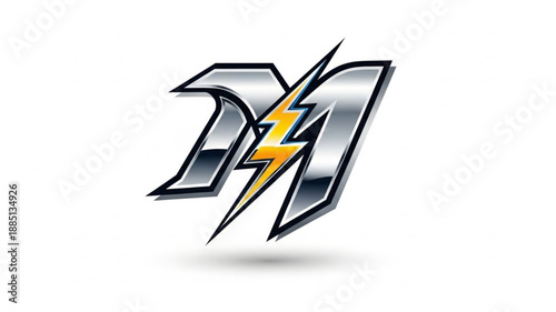 M versus A logo with lightning bolt.