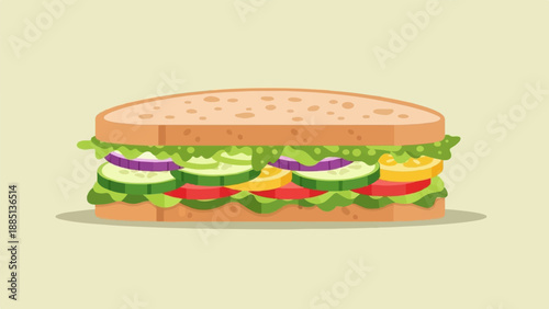 A fresh and colorful vegetable sandwich on a light background
