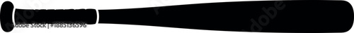 Black baseball bat silhouette vector illustration isolated on white background, professional wood bat icon for sports equipment and hitting design