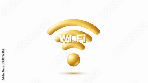 A golden Wi-Fi symbol with the text "Wi.Fi" in white, against a white background