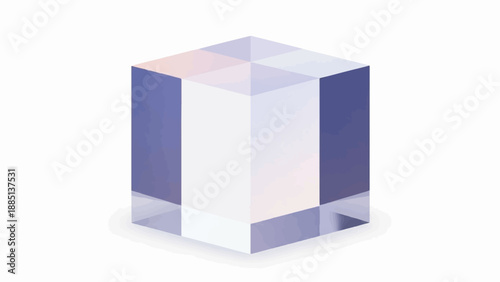 A clear, crystalline prism with soft blue and pink gradient tones