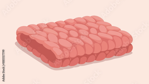 A close-up illustration of ground meat with a soft pink background