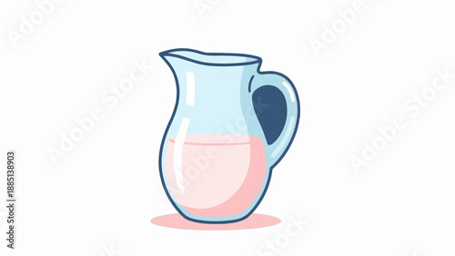 A cartoon pitcher filled with a light pink liquid, set on a pink oval