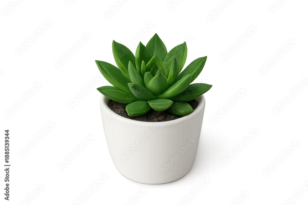 Obraz premium Green echeveria succulent plant thriving in a white ceramic pot
