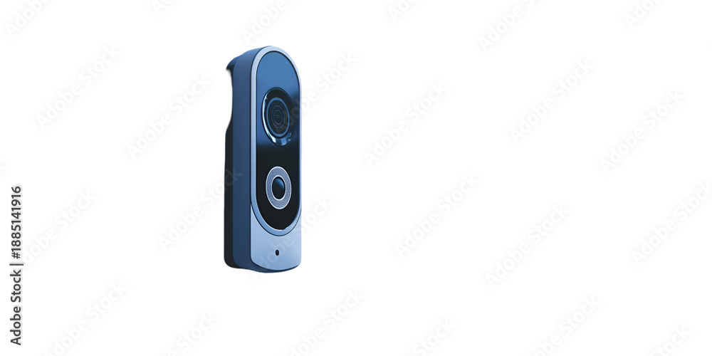 Fototapeta premium High-tech smart home doorbell with blank interface, modern connected security device concept, transparent background