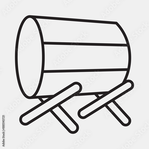 Icon drum. Ramadan kareem elements. Icon in line style.