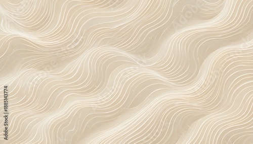 Subtle beige and white wavy lines seamless vector pattern for minimal background