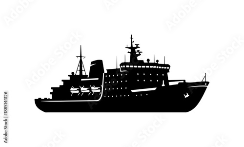 Silhouette of a Large Cargo Ship