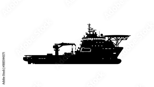 Silhouette of a Large Cargo Ship