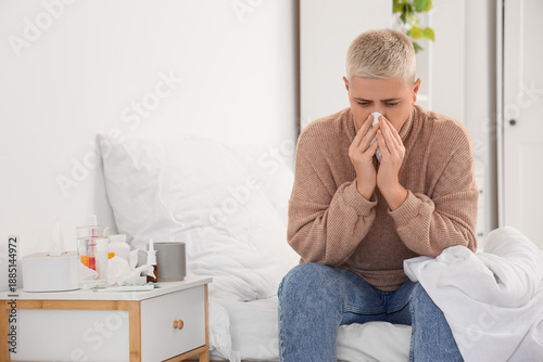 Sick mature woman with tiss...