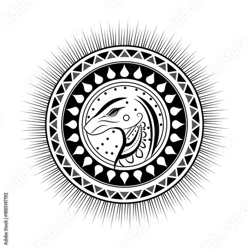 A filled style illustration of an alchemist circle 
