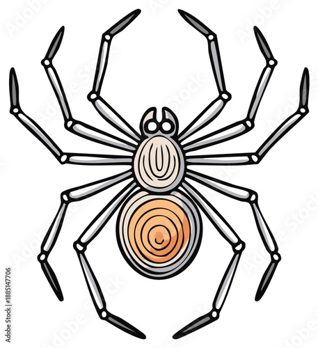 Isolated cartoon spider crawling with multiple legs and oval body design