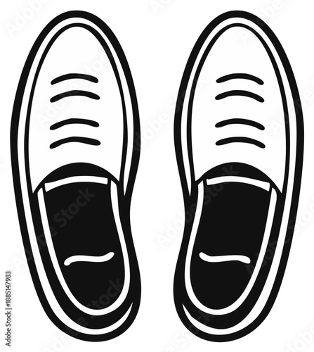 Pair of shoes in top view perspective