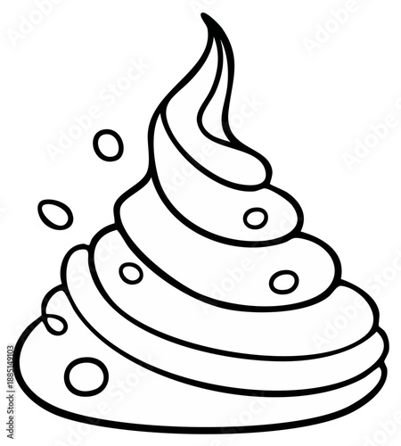 Cartoon doodle drawing of a swirled pile of waste or feces with small floating elements