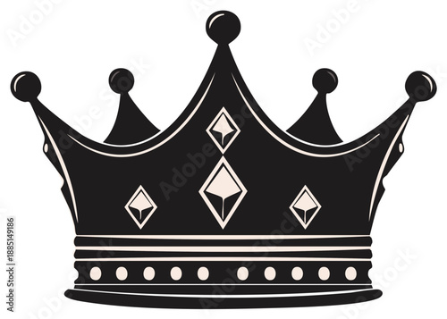 Elegant Black Crown with Diamond Accents and Royal Design