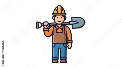 Wallpaper Mural Construction worker holding a shovel on his shoulder. Torontodigital.ca