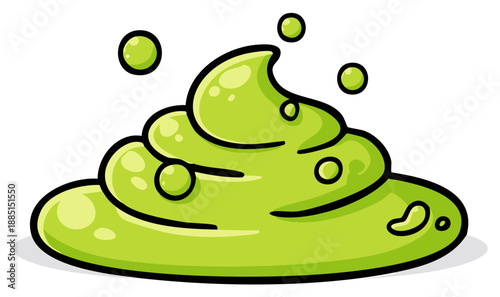 Cartoon illustration of a swirling green slime blob with bubbling effect