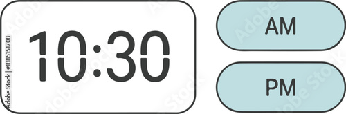 30 with AM and PM selection buttons on a simple interface