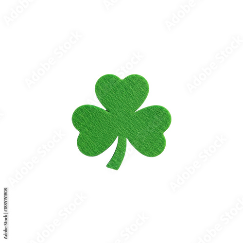 Green felt shamrock on Transparent Background