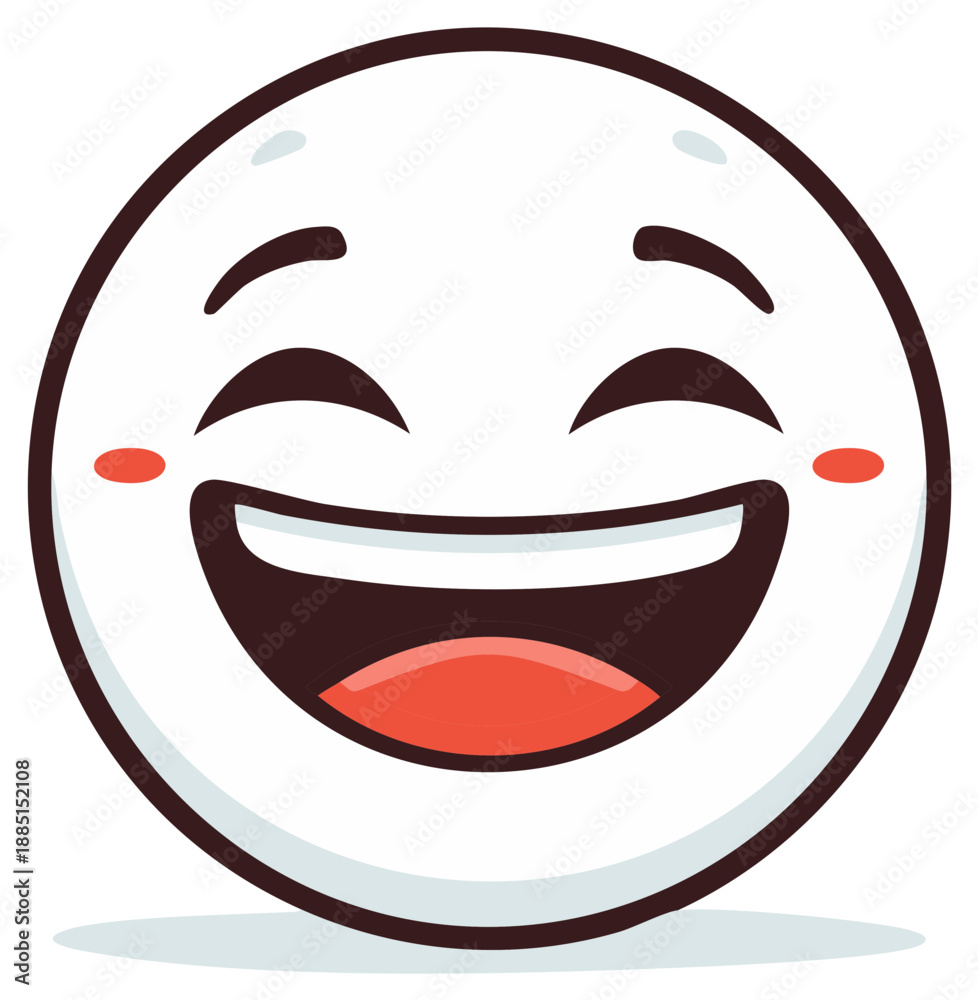 Obraz premium Joyful Laughing Emoji with Red Cheeks and Wide Open Mouth