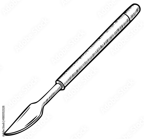 Scalpel Hand Drawn Vector Illustration, Medical Surgical Tool Engraving Line Art