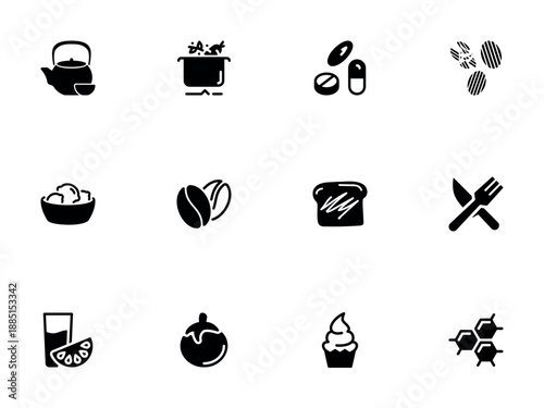 Set of Vector Icons for Food Drink and Healthy Nutrition