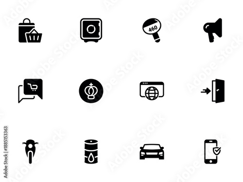 Assorted Vector Icons for E commerce and Transportation