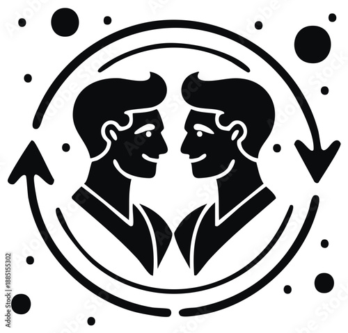 Twin Faces within Circular Arrow: Interaction, Relationship, and Duality Concept