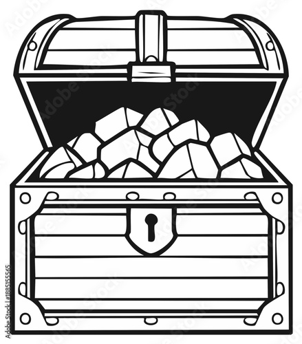 Cartoon treasure chest overflowing with gems