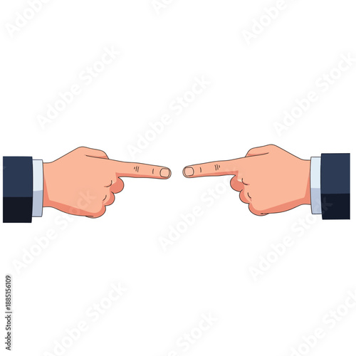 Two cartoon hands pointing fingers at each other, symbolizing disagreement or conflict