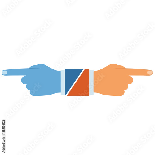 Two hands pointing in opposite directions, symbolizing disagreement or different perspectives