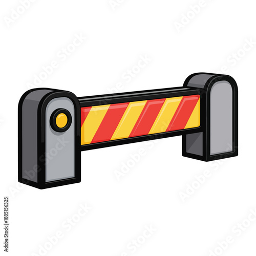 A cartoon-style illustration of a parking barrier