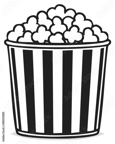 Striped Popcorn Bucket Filled with Freshly Made Popcorn